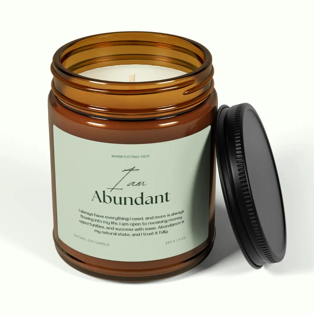 "I Am Abundant" Manifestation Candle — 9oz Amber Jar