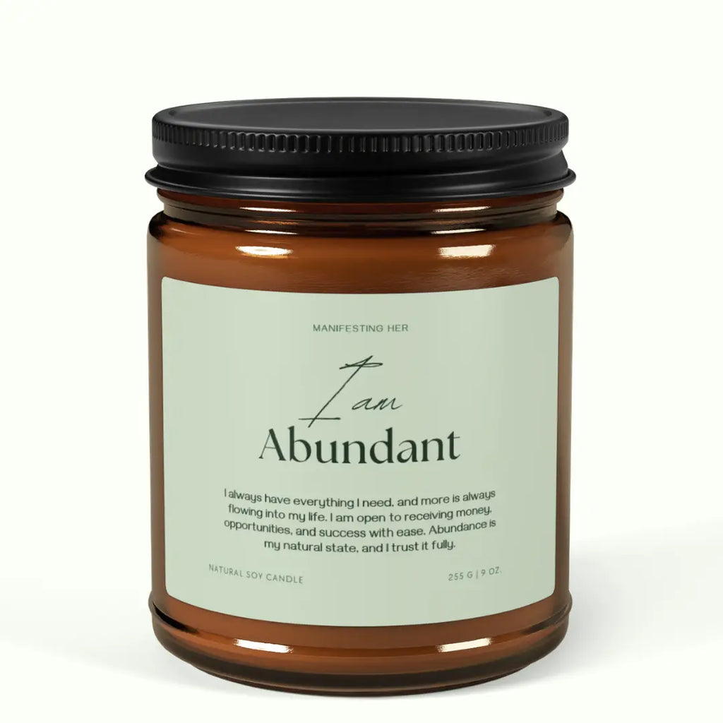 "I Am Abundant" Manifestation Candle — 9oz Amber Jar