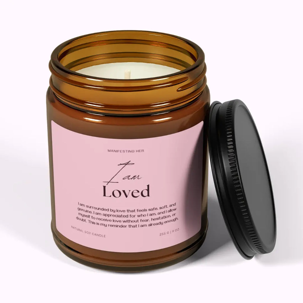 "I Am Loved" Affirmation Candle — 9oz Amber Jar
