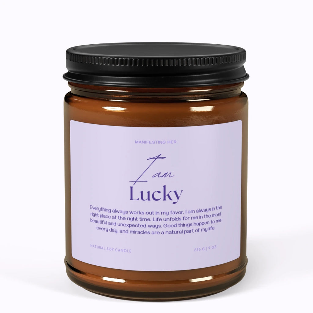 "I Am Lucky" Affirmation Candle — 9oz Amber Jar