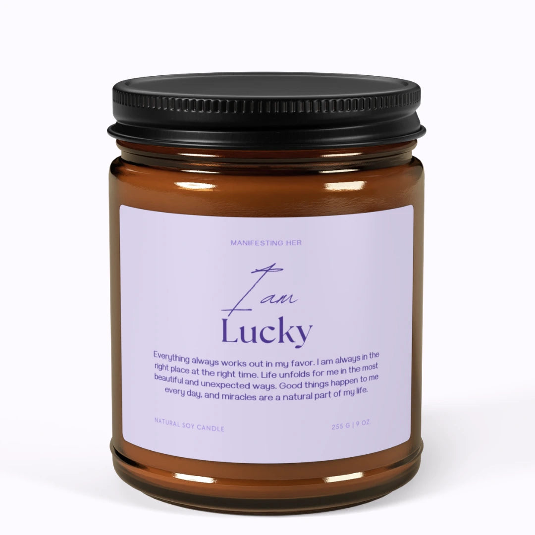 "I Am Lucky" Affirmation Candle — 9oz Amber Jar