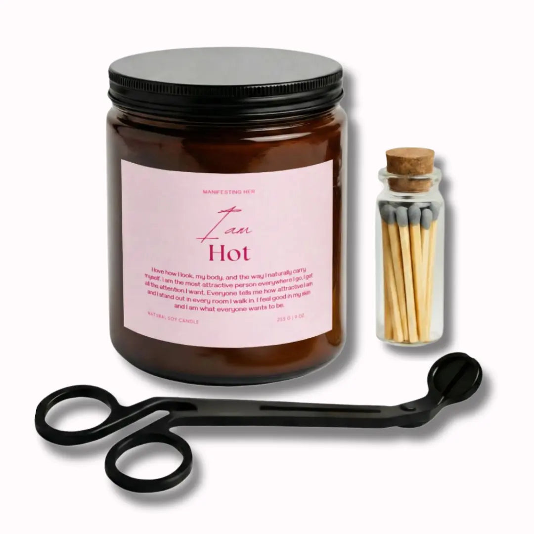 I am hot manifestation candle set amber jar